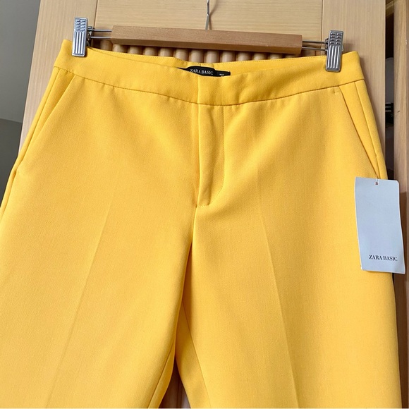 Zara mustard yellow straight leg trouser pant - Picture 6 of 11